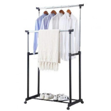Подвійна телескопічна вішалка підлогова стійка Double Pole Clothes Horse чорна
