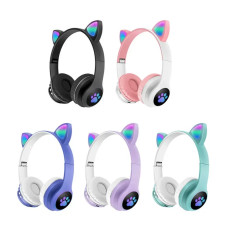 Бездротові Bluetooth навушники з підсвічуванням CAT Headset VZV-23M та котячими вушками