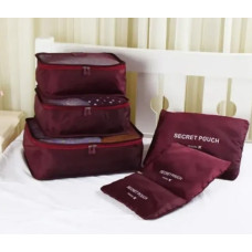Набір органайзерів для речей Ason Secret Pouch 6 органайзерів із застібками Бордовий