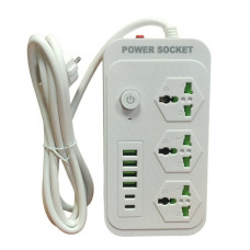 Мережевий подовжувач Power Socket J07 на 3 розетки та 4 USB порти