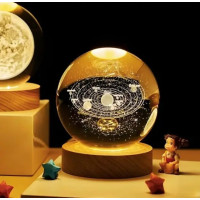 LED нічник 3D "Сонячна система" в кришталевій кулі, USB живлення