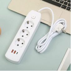 Мережевий фільтр AND-16-20 з 3 розетками, 2 USB та Type-C роз'ємами