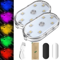 Автомобільний світлодіодний світильник 2 штуки RGB з USB-зарядкою, Світло в салон автомобіля із сенсорним датчиком