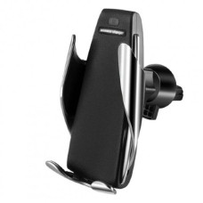 Автотримач із бездротовою зарядкою HOLDER S5  сенсор, кріплення на дефлектор, 10 Вт, чорно-сріблястий