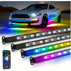 Світлодіодна підсвітка для авто Bluetooth 12 В RGB 4 стрічки (2×90 см, 2×120 см) IP68 керування з телефона