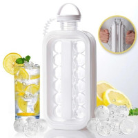 Силіконова форма для льоду ICE CUBE TRAY 2в1 на 17 кульок, герметична пляшка для охолодження напоїв