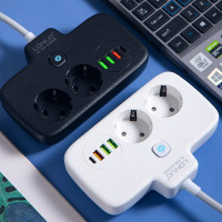 Мережевий фільтр-подовжувач LDNIO SE2435 з USB, QC3.0, PD 20 Вт, 2 розетки EU, 4 USB, захист від перегрівання