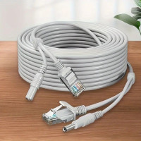 Готовий кабель RJ45 + DC 10 м для відеоспостереження, мідний комбінований подовжувач живлення, двожильний