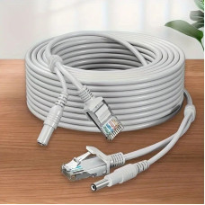 Готовий кабель RJ45 + DC 10 м для відеоспостереження, мідний комбінований подовжувач живлення, двожильний