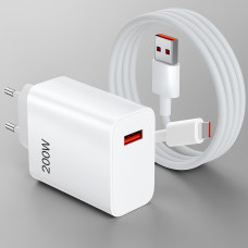Адаптер USB с кабелем USB-C 200W  заряджання для всіх пристроїв