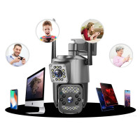 Камера відеоспостереження вулична SC03 V380pro, під'єднання через Wi-Fi/LAN дві лінзи