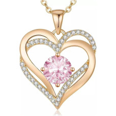 Жіноче намисто золоте Heart Love з кулоном і рожевим цирконієм