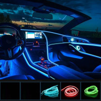 Гнучка неонова підсвітка салону авто 5 метрів блакитна холодна з USB
