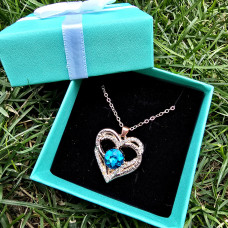 Золоте намисто жіноче Heart Love з блакитним цирконієвим каменем