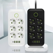 Подовжувач розетки мережевий фільтр на 6 гнізд 5 USB розгалужувач живлення для техніки/ розгалужувач розетки