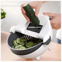 Терка-овочерізка багатофункціональна Basket Vegetable Cutter з контейнером, кухонна овочерізка з насадками, терка з контейнером