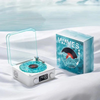 Нічник Vinyl Waves Player ретро-програвач, нічник з ефектом морських хвиль, LED нічна лампа з Bluetooth колонкою, ретро нічник