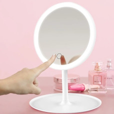 Портативне LED дзеркало для макіяжу AMIRO, настільне косметичне дзеркало з підсвіткою, сенсорне дзеркало з регулюванням кута