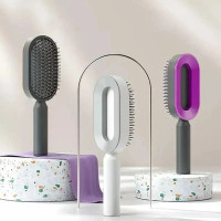 Масажна 3D щітка для волосся Central Hollow Cushion Comb, гребінець з кнопкою очищення, щітка для масажу шкіри голови