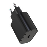 Зарядний пристрій USB-C 25W PD, мережевий адаптер Type-C, блок швидкого заряджання для смартфона та планшета PD Adapter 9173 чорни