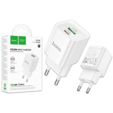 Зарядний пристрій USB Type-C + USB 20 W PD + QC 3.0, адаптер швидкого заряджання на 2 порти, блок живлення для смартфона HOCO C147
