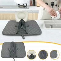 Сушарка для посуду з килимком Dish Drain Rack підставка для тарілок і чашок із мікрофібровим килимком, компактна кухонна сушарка