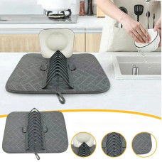 Сушарка для посуду з килимком Dish Drain Rack підставка для тарілок і чашок із мікрофібровим килимком, компактна кухонна сушарка