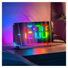 Електронний настільний годинник VST-888H RGB з LED дзеркальним дисплеєм, цифровий настільний годинник з підсвіткою