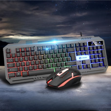 Клавіатура з мишкою T25 ігровий комплект дротовий USB RGB підсвічування з металевою основою та підставкою для смартфона чорний