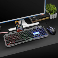 Ігрова клавіатура K-25 дротова мембранна USB RGB підсвічування повнорозмірна з мультимедійними клавішами для ПК геймерська чорна