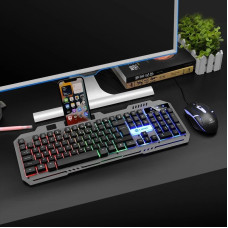 Ігрова клавіатура K-25 дротова мембранна USB RGB підсвічування повнорозмірна з мультимедійними клавішами для ПК геймерська чорна