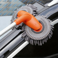 Телескопічна щітка-швабра для миття автомобіля з поворотною ручкою 360° та насадкою з мікрофібри до 112 см