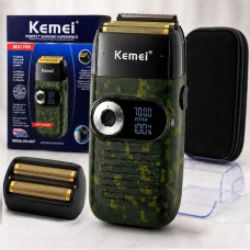 Електробритва чоловіча Kemei KM-2027 акумуляторна з LED-дисплеєм, вологозахистом IPX5 та подвійною сіткою