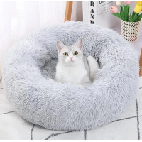Лежанка для котів і собак Pet Sleeping Bag AND 5662 пухнаста кругла антистрес лежанка 44 см Сіра