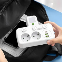Мережевий адаптер розетки AND F03 White подовжувач без кабелю з 2 розетками 2 USB та Type C