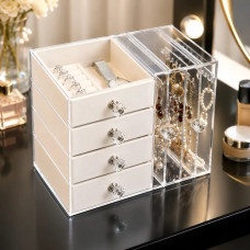 Шкатулка для зберігання ювелірних прикрас Makeup Box XL-1831 багаторівнева з висувними шухлядами та окремими відділеннями