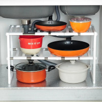 Регульована кухонна полиця для зберігання Kitchen Rack 38–70 см висувна стелажна система під раковину органайзер для кухні білий