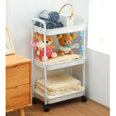 Етажерка на колесах 3-ярусна пластикова для зберігання Kitchen Storage Rack органайзер для кухні ванної офісу 41×25×72 см