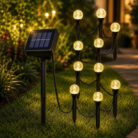 Садова гірлянда на сонячній батареї 11,73 м 100 LED з кульками-бульбашками, тепле біле світло для саду та тераси