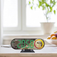 Цифровий кольоровий настільний будильник LED електронний з USB живленням, RGB підсвічуванням, проєктором часу та дати на стелю