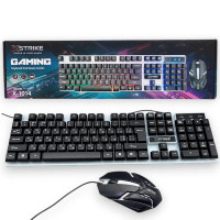 Ігровий комплект XSTRIKE X-1014 клавіатура + миша RGB дротовий USB геймерський набір мембранна 104 клавіші чорний