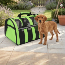 Сумка-переноска для собак For Friends GREEN paws M 41×25×26 см, рюкзак-переноска для котів і собак, дихаюча переноска для тварин