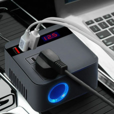 Автомобільний інвертор 150 Вт з адаптером прикурювача та 3 USB-портами, перетворювач напруги 12В/24В на 220В, зарядний пристрій