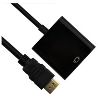Конвертер HDMI на VGA + AV (аудіо), адаптер HDMI VGA з аудіовиходом, перехідник для монітора та проєктора, чорний