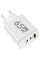 Зарядний пристрій для телефона 65W GaN TRG-185 швидка зарядка USB Type-C та USB-A адаптер живлення білий