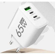 Зарядний пристрій для телефона 65W GaN TRG-185 швидка зарядка USB Type-C та USB-A адаптер живлення білий
