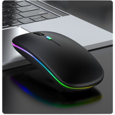 Бездротова комп'ютерна миша Bluetooth + USB 2.4Ghz з RGB-підсвіткою, акумуляторна мишка для ноутбука та комп'ютера чорна