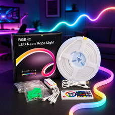 Гнучка силіконова LED-стрічка RGB 2 м, 12 В, декоративне підсвічування з Wi‑Fi та музичним режимом