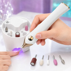 Набір для догляду за нігтями TOUCHBeauty TB-1335: електрична пилочка 9500 об/хв, 5 насадок та УФ-сушарка, 12 предметів