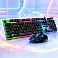 Дротовий ігровий комплект K518 Unitech з RGB-підсвічуванням клавіатура та миша, чорний